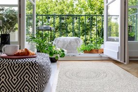 Koberec šnúrkový SIZAL FLAT 48832367 Kruhy - krém / sivý