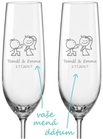 Svadobné poháre na sekt Zamilovaní novomanželia, 2 ks