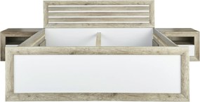 Sconto Posteľ s nočnými stolíkmi DREANO dub canyon/biela, 180x200 cm