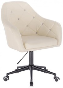 LuxuryForm DESIGN Kreslo ROMA na čiernej podstave s kolieskami - krémové