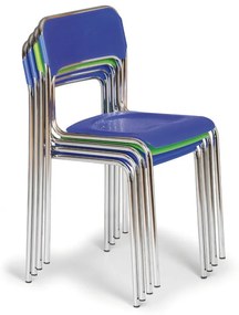 Plastová jedálenská stolička ASKA, modrá, chrómované nohy