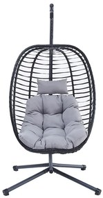 Autronic BONTEC Závesné kreslo, kov, polyratan, sivá, AZ-V1289 GREY Farba: Šedá