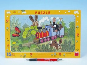 Puzzle deskové Krtek a lokomotiva 29,5x19cm 15 dílků