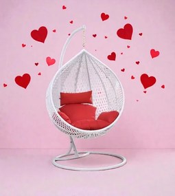 Závesné hojdacie kreslo BIANCO - BIELE + farba vankúša na výber Farba: PRUHOVANÝ