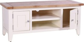 Biela TV skrinka s poličkou a dvierkami, 120x45x50 cm