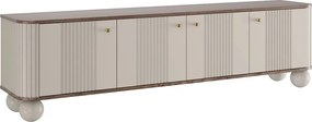 TV stolík Vespera 4D 187 cm - kašmírová / orech / zlatá / kašmírové nohy
