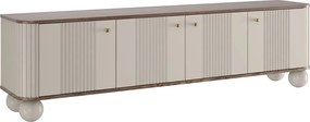 TV stolík Vespera 4D 187 cm - kašmírová / orech / zlatá / kašmírové nohy