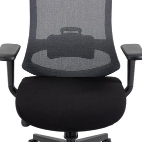 Kancelárska ergonomická stolička BULMA — sieťovina / látka, čierna