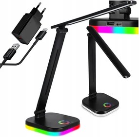 LED RGBW stmievateľná stolová lampa s bezdrôtovým nabíjaním LED/7W/5V USB čierna