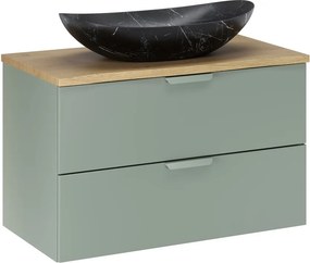 Závesná skrinka Aster Lena s umývadlom 80 cm zelená/dub cremona