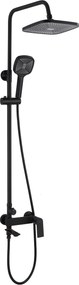 Rea Storm, vaňová/sprchová súprava s dažďovou hlavovou sprchou a ručnou sprchovou hlavicou, čierna matná, REA-P9533