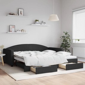 Rozkladacia denná posteľ so zásuvkami čierna 100x200 cm látka 3197231