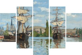 Obraz - Claude Monet, Ships Riding on the Seine at Rouen, reprodukcia (150x105 cm)
