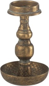Zlatý antik kovový svietnik Jere na úzku aj valcovú sviečku – 12*12*19 cm