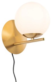 Art Deco nástenná lampa zlatá a opálové sklo - Flore