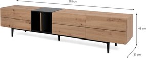 Široká TV skrinka Nola, dub artisan/čierna
