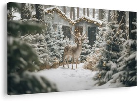 Obraz vianočný jeleň v lese