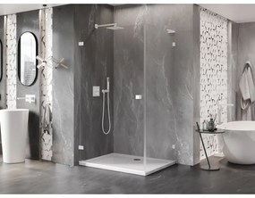 Mexen Lunar-B L, výklopný sprchový kút ľavý 100 x 70 cm, 8mm číre sklo, biely profil, 832L-100-070-20-00-L