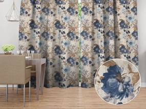 Biante Dekoračný záves Parma PM-113 Modré kvety na smotanovom 145x170 cm