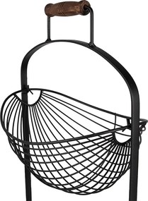 Čierny kovový stojan s 2 košíkmi - 27*19*57 cm