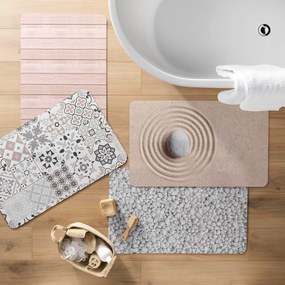 Bielo-sivá gumová kúpeľňová predložka 50x80 cm Leandra – douceur d'intérieur