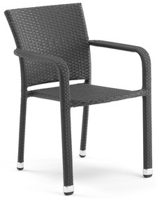 Záhradná stolička Aston, s opierkami rúk, stohovateľná, šedý ratan