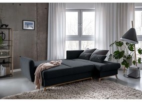 Tmavosivá rozkladacia rohová pohovka Miuform Scandic Lagom, pravý roh