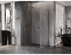 Mexen Lunar-B, výklopný sprchový kút ľavý 90 x 70 cm, 8mm číre sklo, profil ružové zlato, 832-090-070-60-00-L