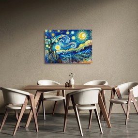 Sklenený obraz – Mozaika hviezdnej noci (70x50 cm)