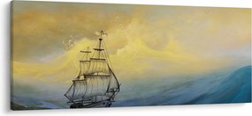 Obraz - Maľba lode na mori (120x50 cm)