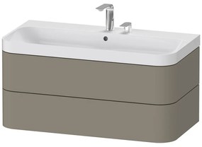 DURAVIT Happy D.2 Plus c-shaped závesná skrinka s nábytkovým umývadlom s dvomi otvormi, 2 zásuvky, 975 x 490 x 480 mm, kameňovo šedá matná lakovaná, HP4348E9292