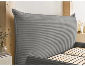 Sivá čalúnená dvojlôžková posteľ s úložným priestorom a roštom 160x200 cm Jade – Bobochic Paris