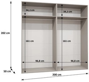 Šatníková skriňa 200 cm Alice 1 (čierna + čierna). Akcia -19%. Vlastná spoľahlivá doprava až k Vám domov. 1126118