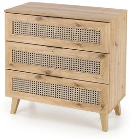 Komoda Borneo K 80 cm s šuplíky dub artisan/černá