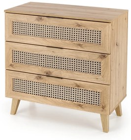 Komoda Borneo K 80 cm so zásuvkami dub artisan/čierna