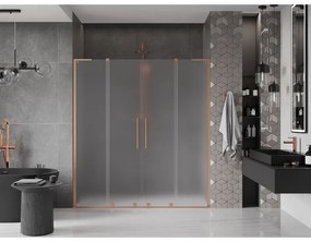Mexen Velar L Duo, posuvné sprchové dvere do otvoru 170 cm, 8mm sklo námraza, medená matná, 871-170-003-32-65