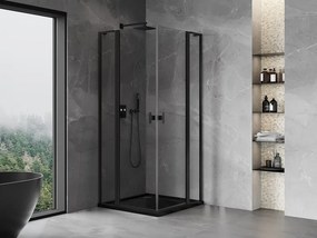 Mexen, Mexen Mist L Duo výklopný sprchový kút 115 x 115 cm, priehľadný, čierny - 8A4L-115-115-70-00
