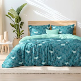 Goldea bavlnené posteľné obliečky duo - pruhovaná mozaika s mintovou 140 x 200 a 70 x 90 cm