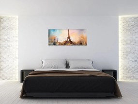 Obraz - Maľba Eiffelovej veže (120x50 cm)
