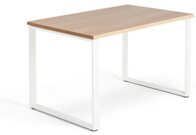 Kancelársky pracovný stôl QBUS, O-rám, 1200x800 mm, dub/biela