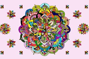 Samolepiaca tapeta zaujímavá Mandala plná farieb