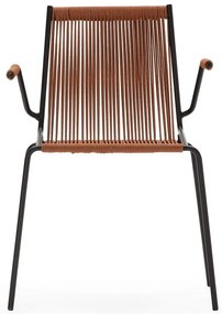 Terakotové kovové jedálenské stoličky v súprave s podrúčkami/stohovateľné 2 ks Emily – Marckeric