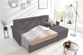 Rohová sedacia súprava Harris, tmavo šedá tkanina, pravý roh