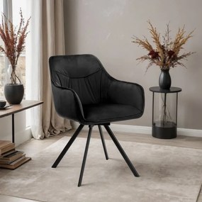 Jedálenská stolička SYDNEY zamatová, čierna