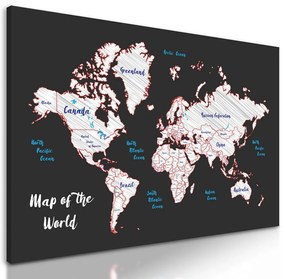 Obraz moderná mapa v bielo-červenom prevedení