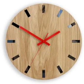 Sammer Moderné dubové hodiny SIMPLE - čierna/červená  33cm SimpleWoodRed