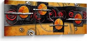 Obraz abstrakcie - Planéty (s hodinami) (90x30 cm)