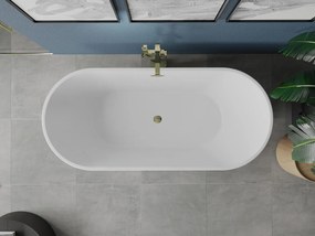 Mexen Luna, voľne stojaca vaňa 180 x 80 cm + zlatá odtoková zátka a prepadový otvor, biela, 52031808000-G