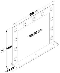 Nástěnné zrcadlo Lota s LED osvětlením 90x71 cm bílé