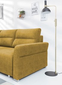 Rohová sedačka na trvalé spanie Island, horčicová žltá látka, ľavý roh